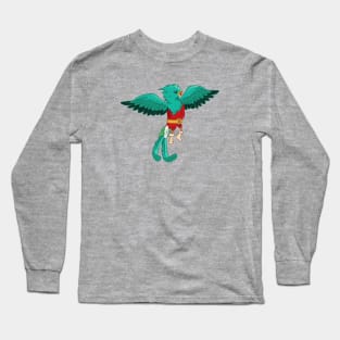 Funny Mexican Quetzal Luchador Wrestler Sketch Drawing Long Sleeve T-Shirt